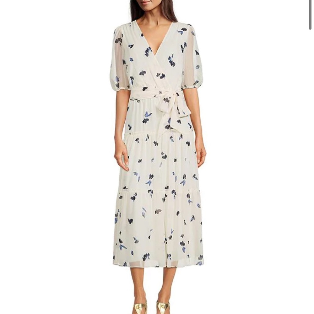 Ralph Lauren v neck floral tie dress